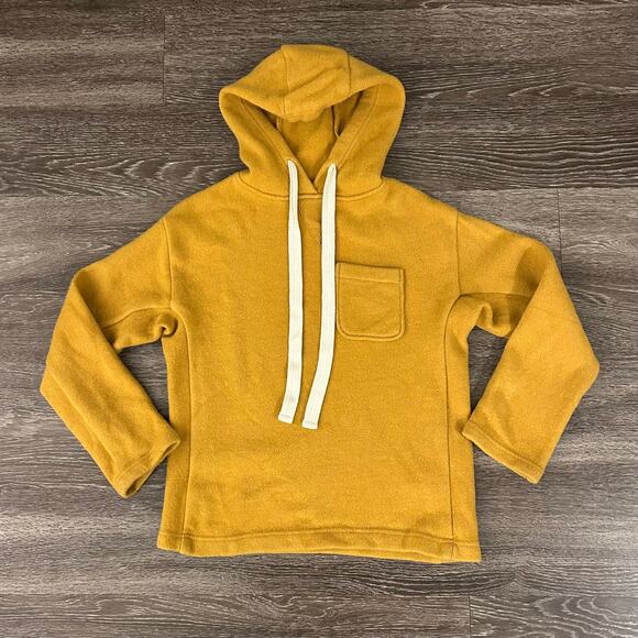 Alex Mill Boiled Wool 100% Merino Hoodie Sweater Mustard Yellow Cozy Classic EUC - Picture 5 of 14